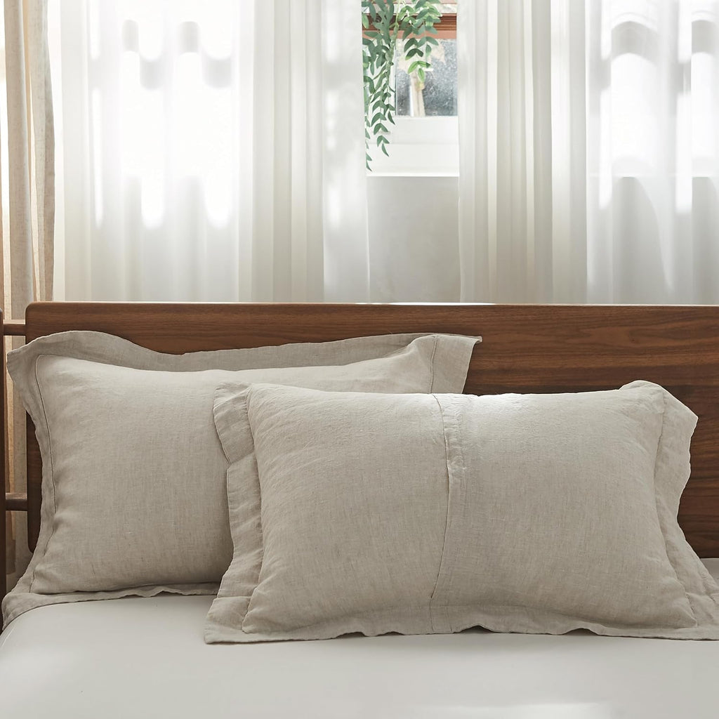 Embroidered French Linen Pillowcases Set of 2