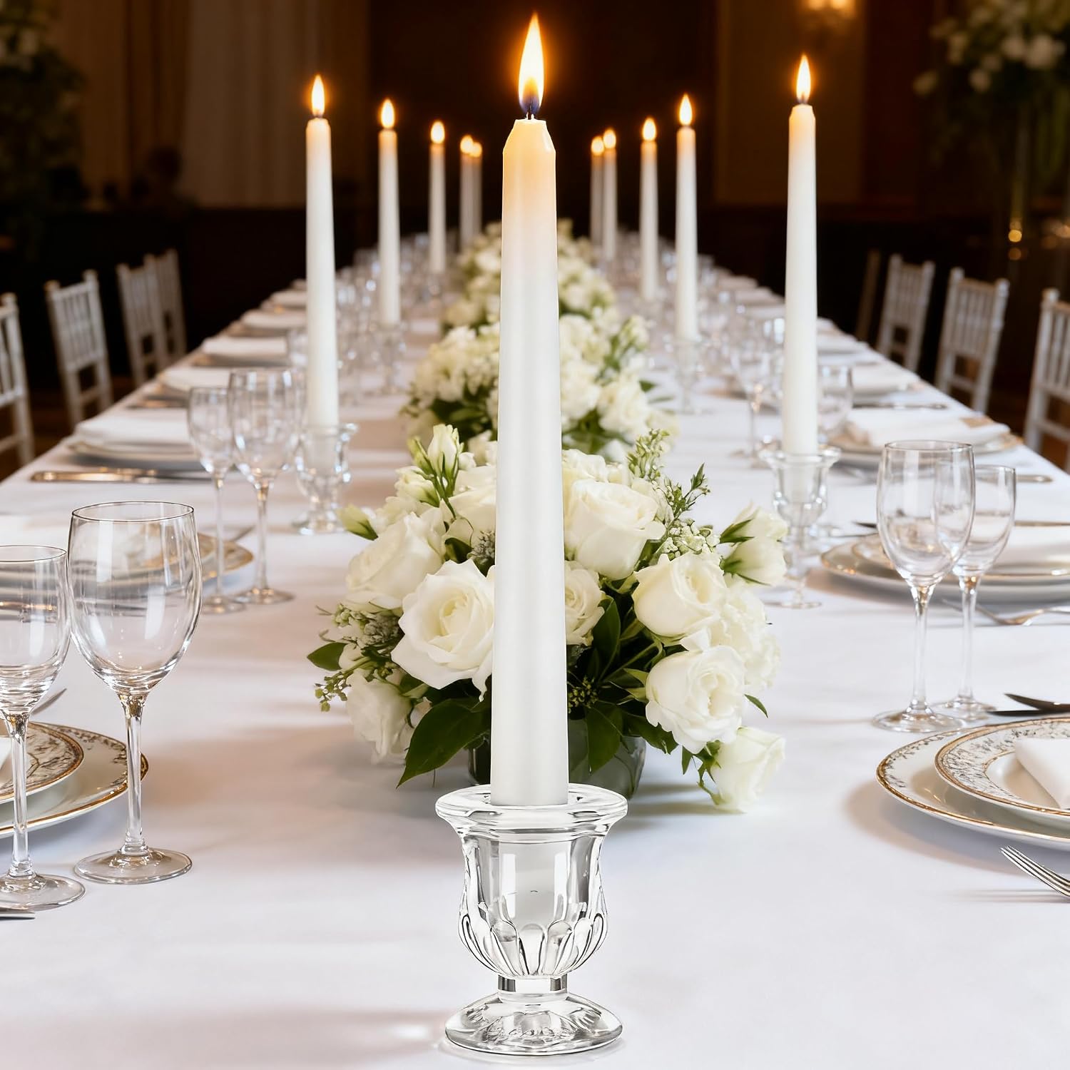 Small Clear Glass Taper Candle Holders