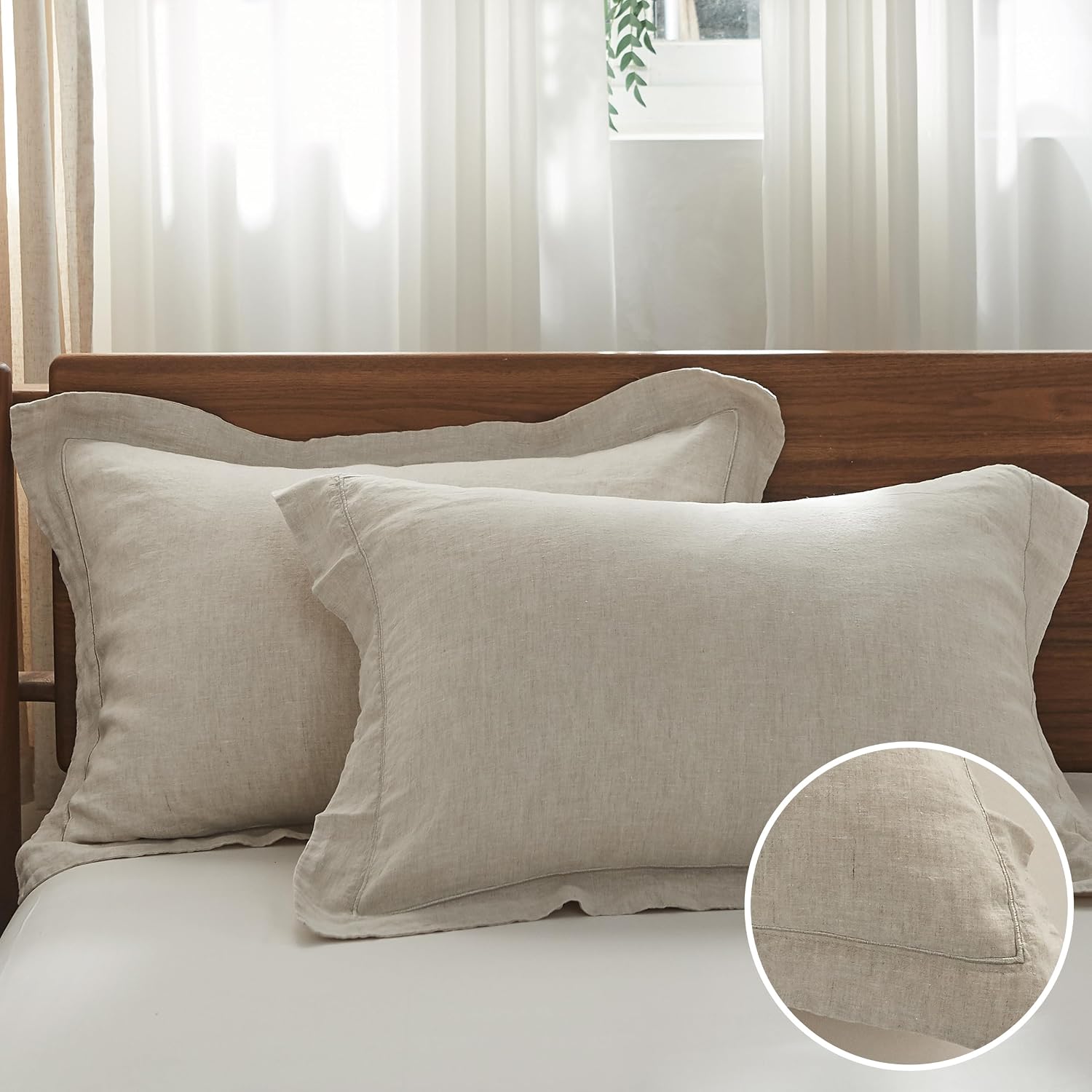 Embroidered French Linen Pillowcases Set of 2