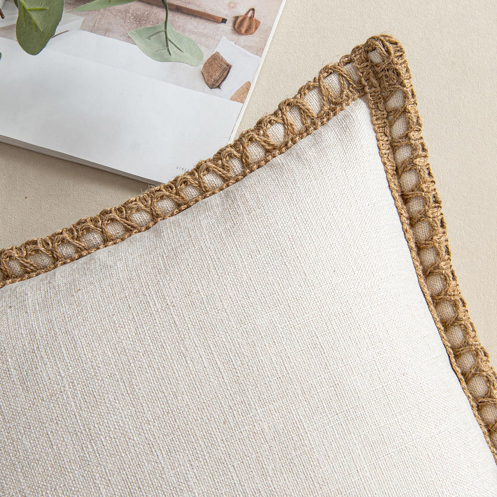 Rustic Linen Farmhouse Throw Pillow Covers