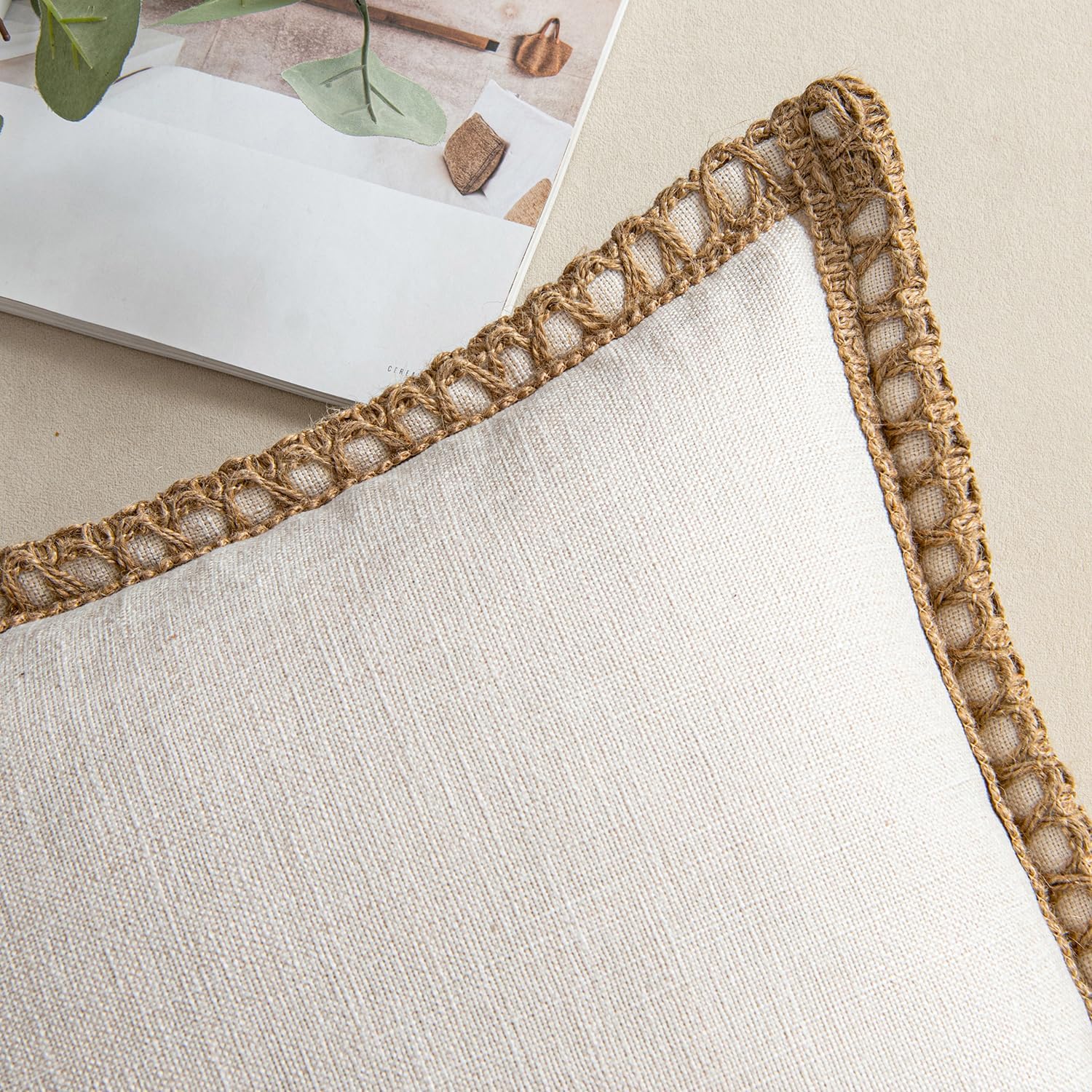 Rustic Linen Farmhouse Throw Pillow Covers