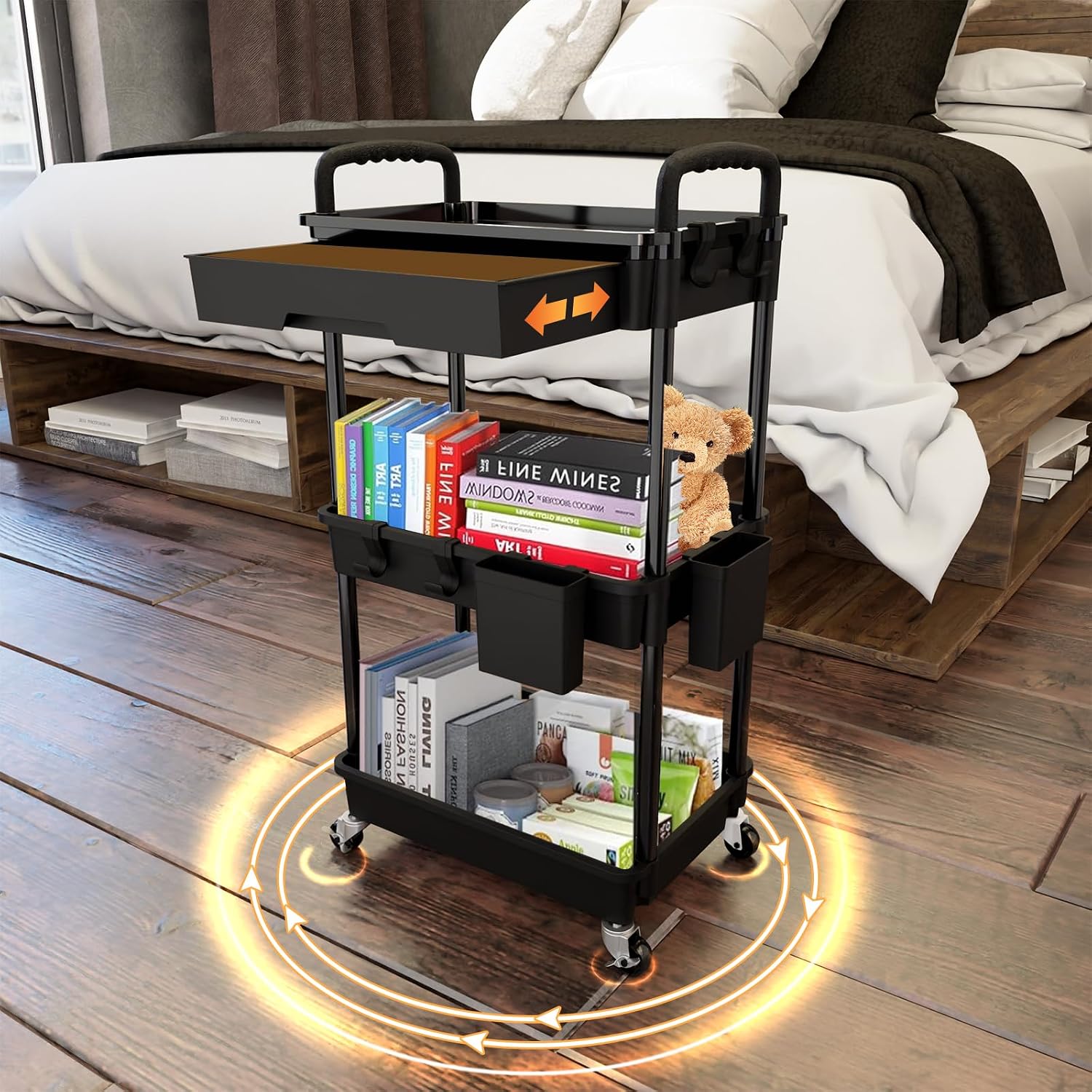 Three Tier Drawer Rolling Utility Storage Cart