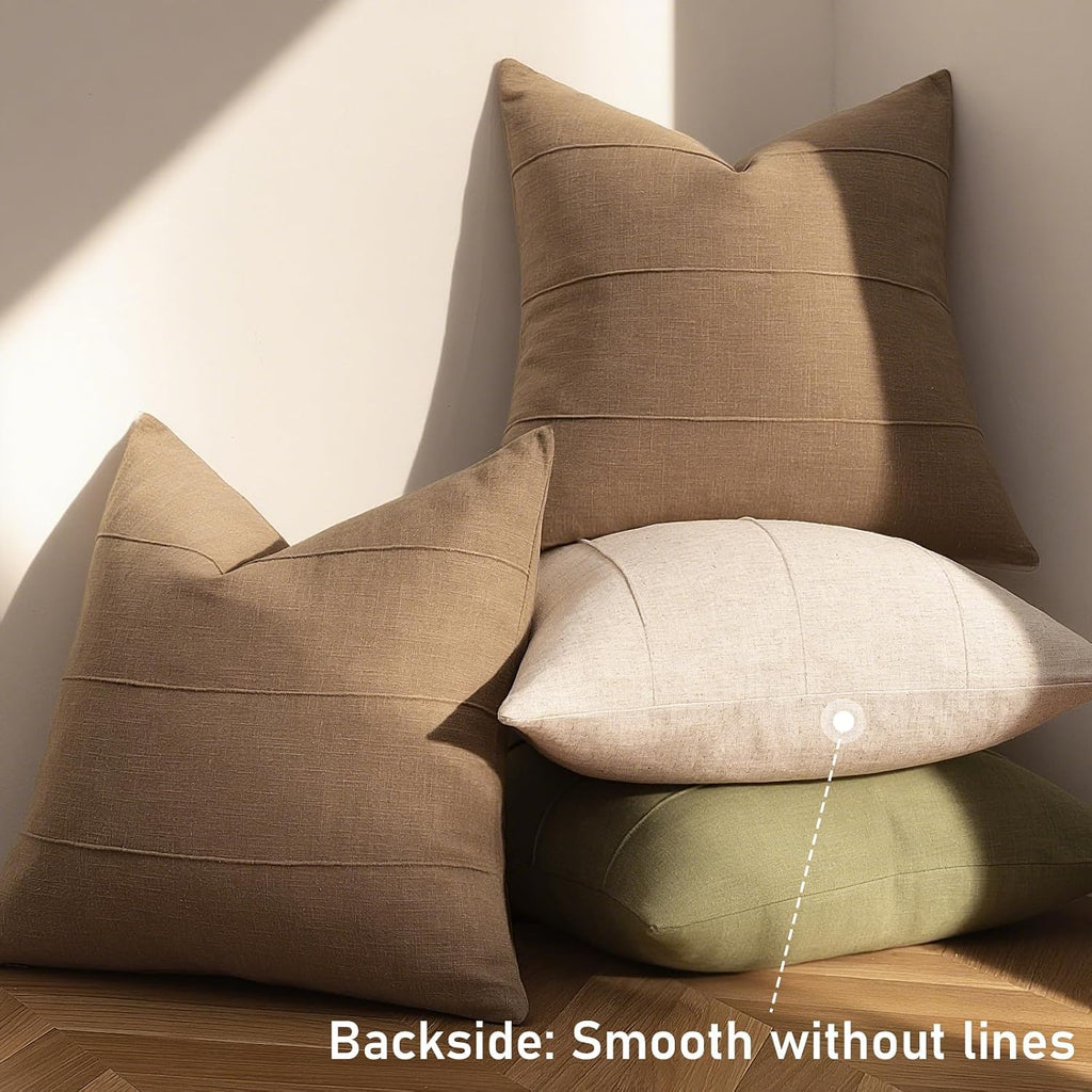 Striped Linen Farmhouse Throw Pillow Covers