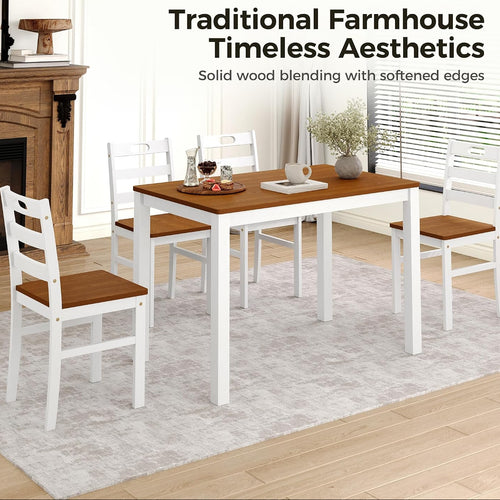 45 Inch 5 Piece Farmhouse Wood Dining Set