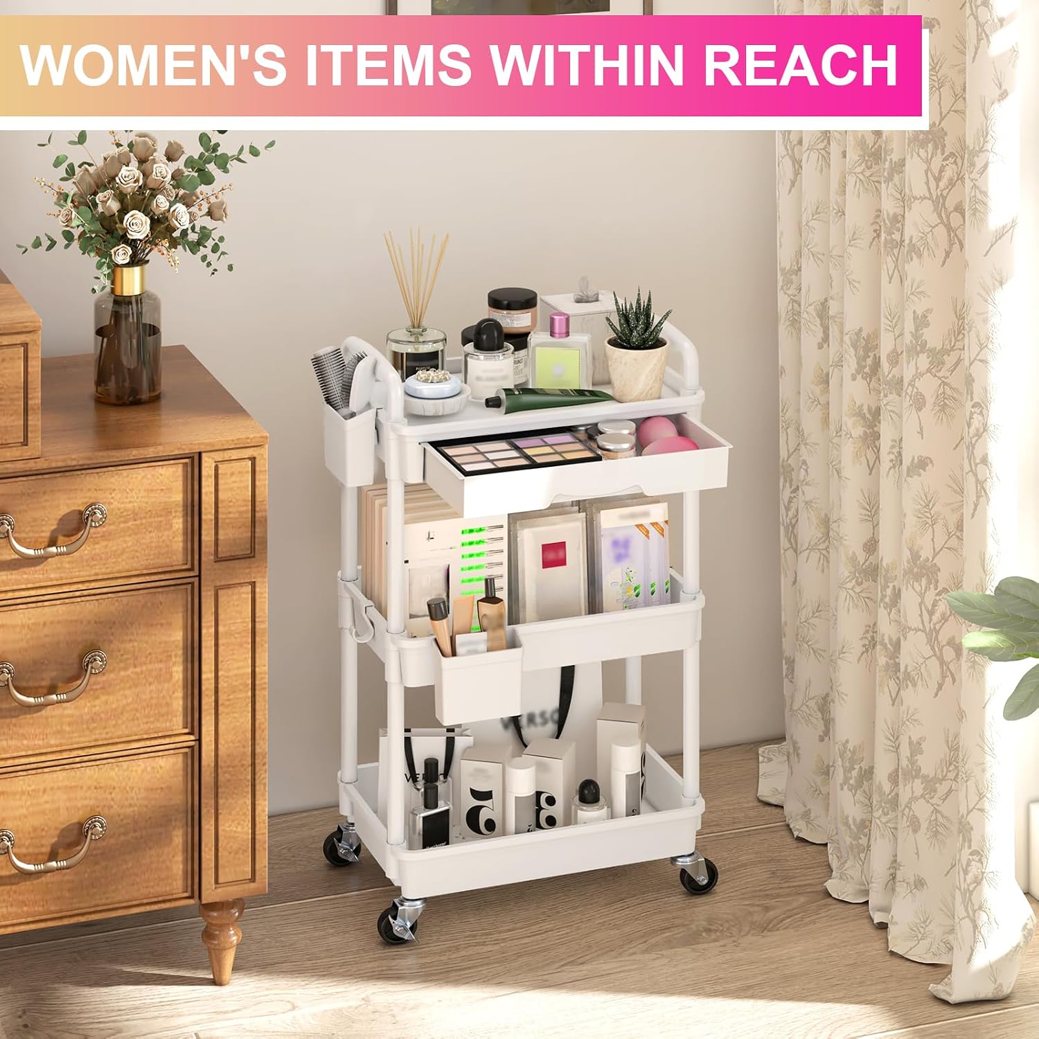 Drawer Lockable Wheeled Rolling Storage Cart