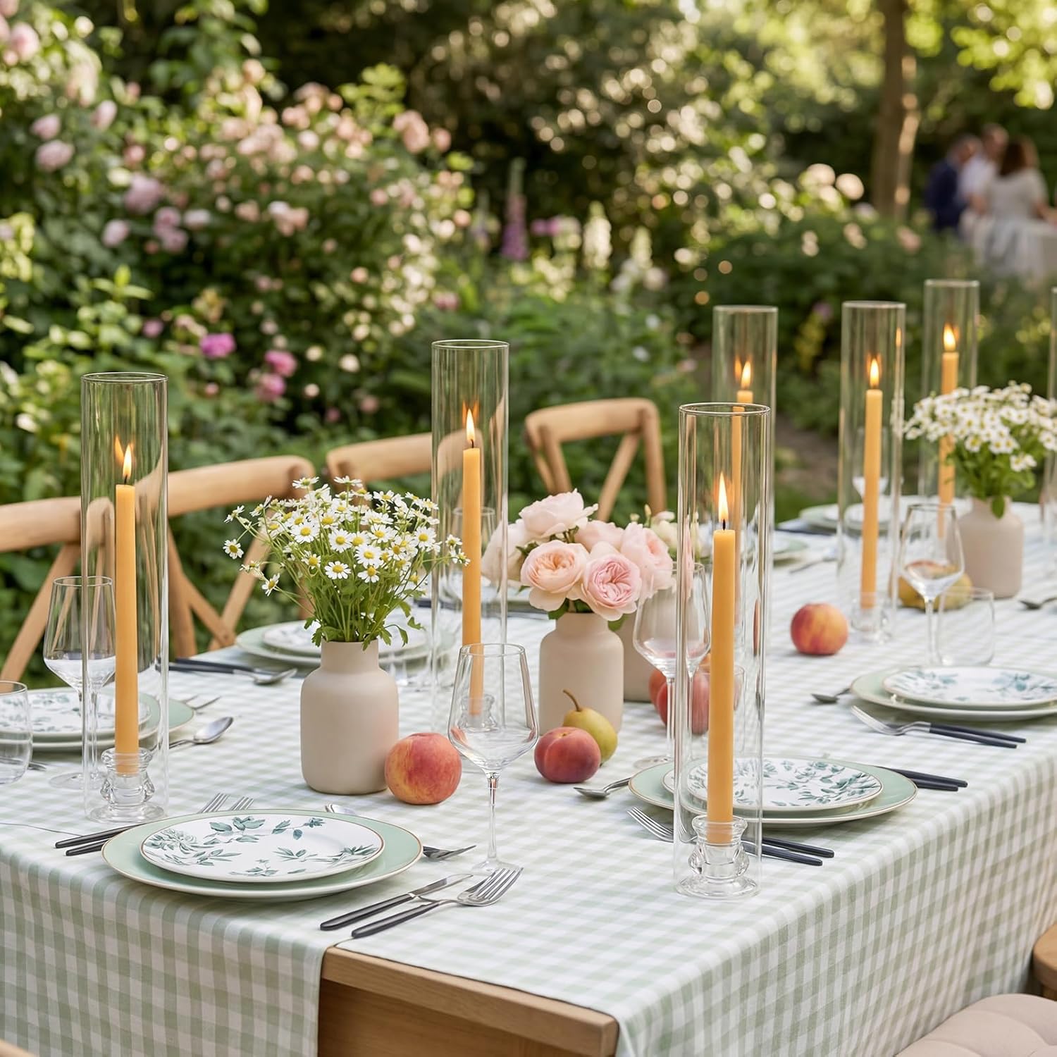 Tall Windproof Glass Taper Candle Holders