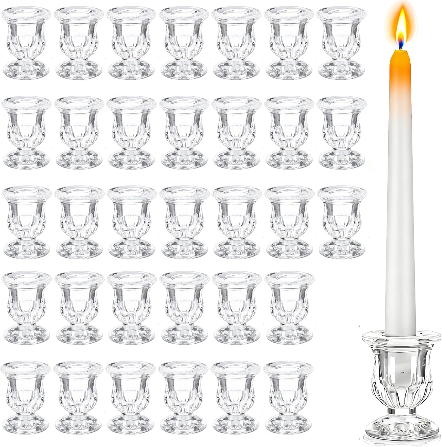 Small Clear Glass Taper Candle Holders