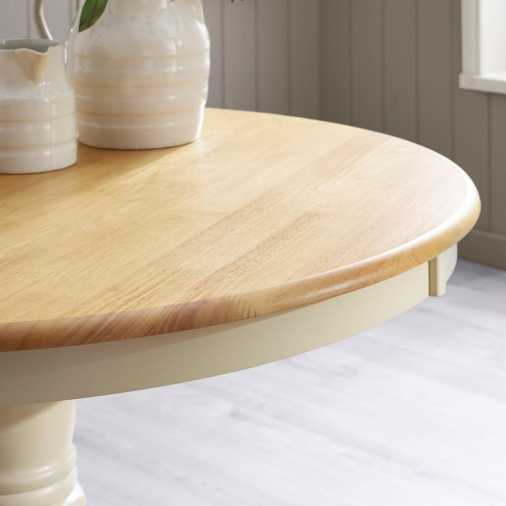 Round Wooden Dining Set Four Cross Back Chairs