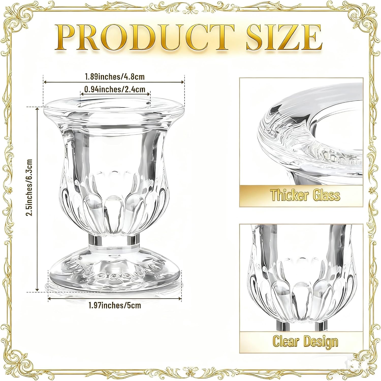 Small Clear Glass Taper Candle Holders