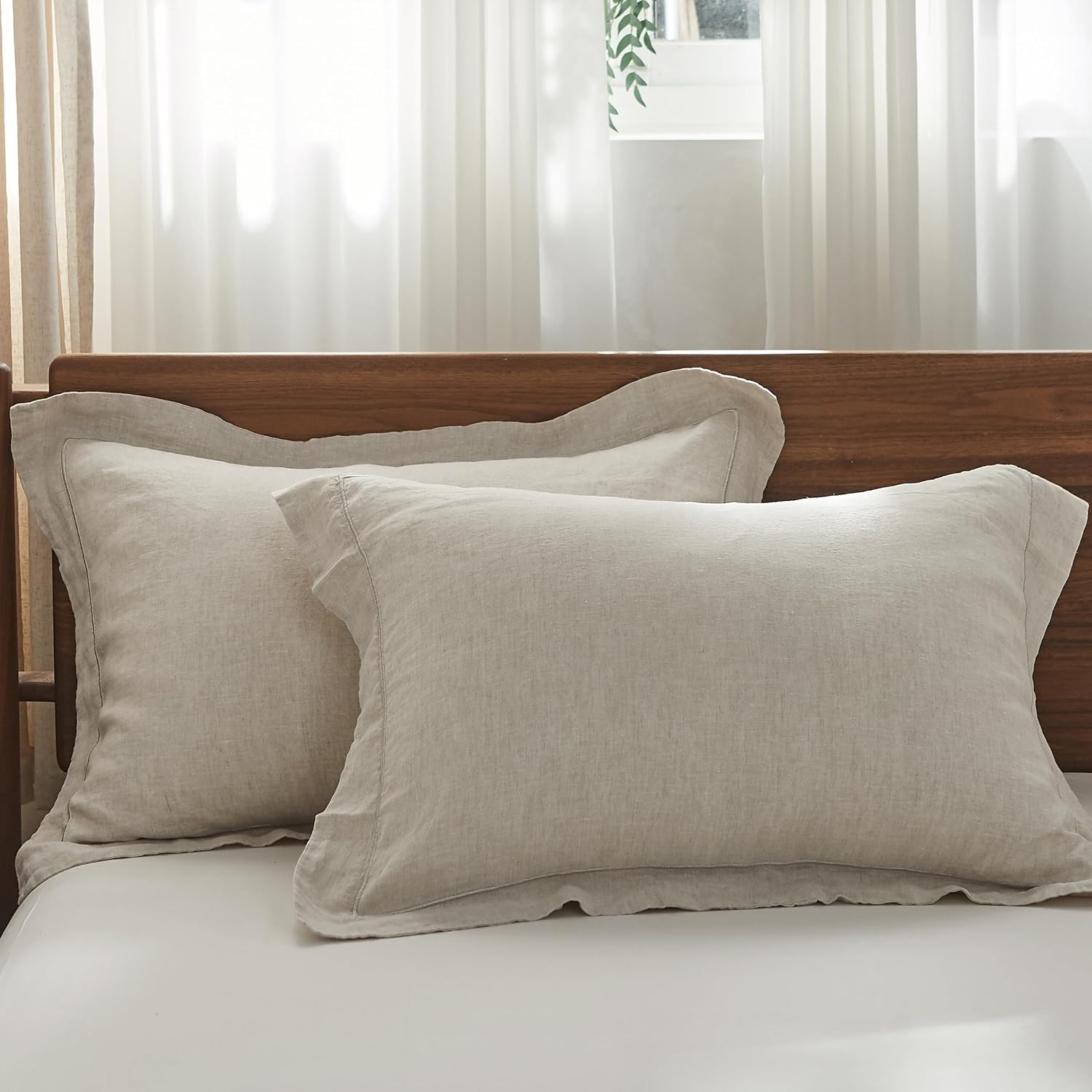Embroidered French Linen Pillowcases Set of 2