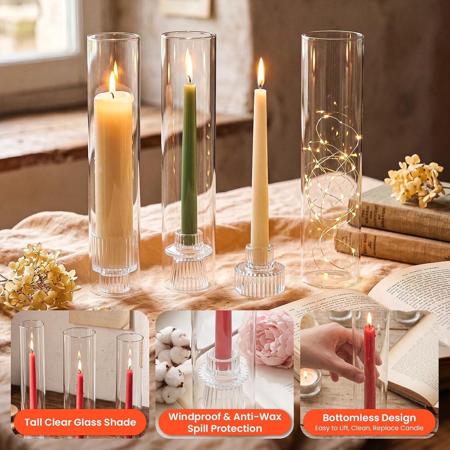 Reversible Hurricane Glass Candle Holders