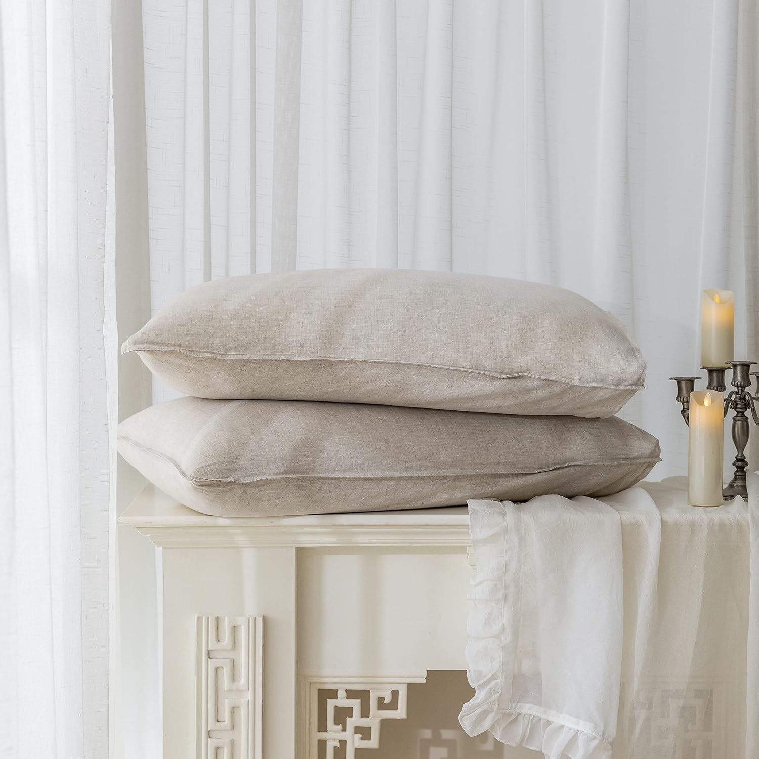 Natural Linen 20x30 Pillowcases Set of Two