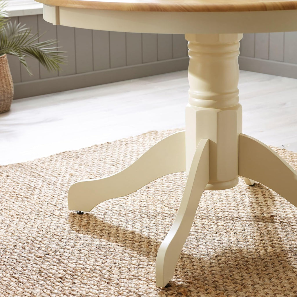Round Wooden Dining Set Four Cross Back Chairs