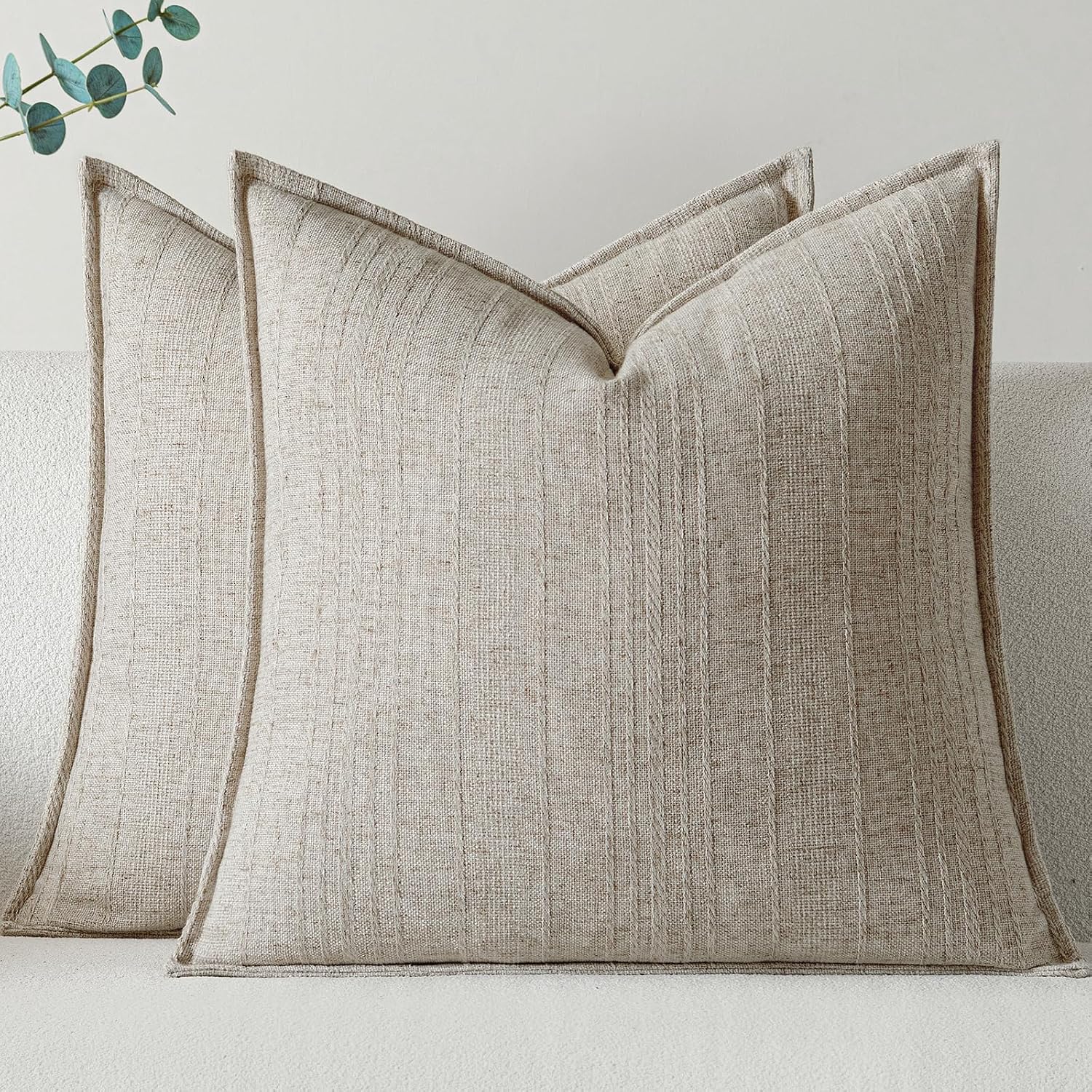 Boho Textured Linen Farmhouse Pillow Covers