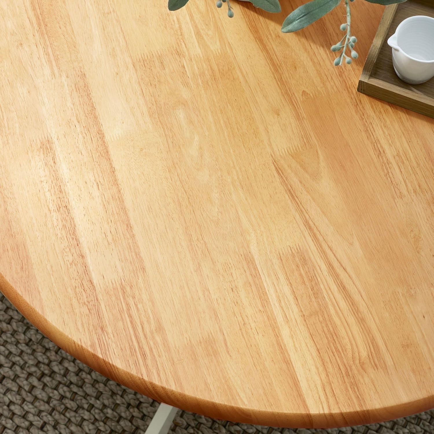 Round Wooden Dining Set Four Cross Back Chairs